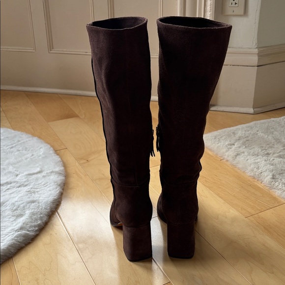 Italian Suede Heeled Boots - Chocolate - Picture 3 of 6